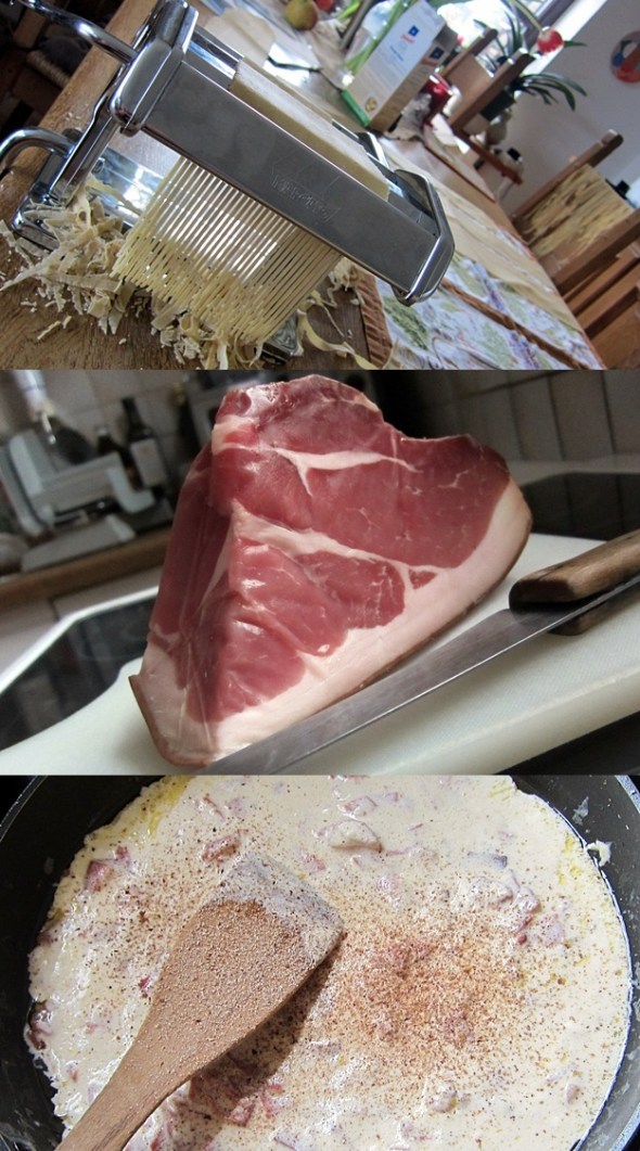 pasta_moscata Neue Nudelmaschine, Fehmarn-Schinken, Muskat-Sahne